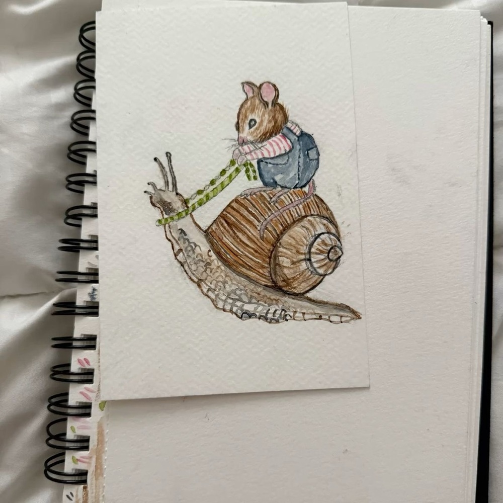 Charming Brown and Tan Snail Rider Post card